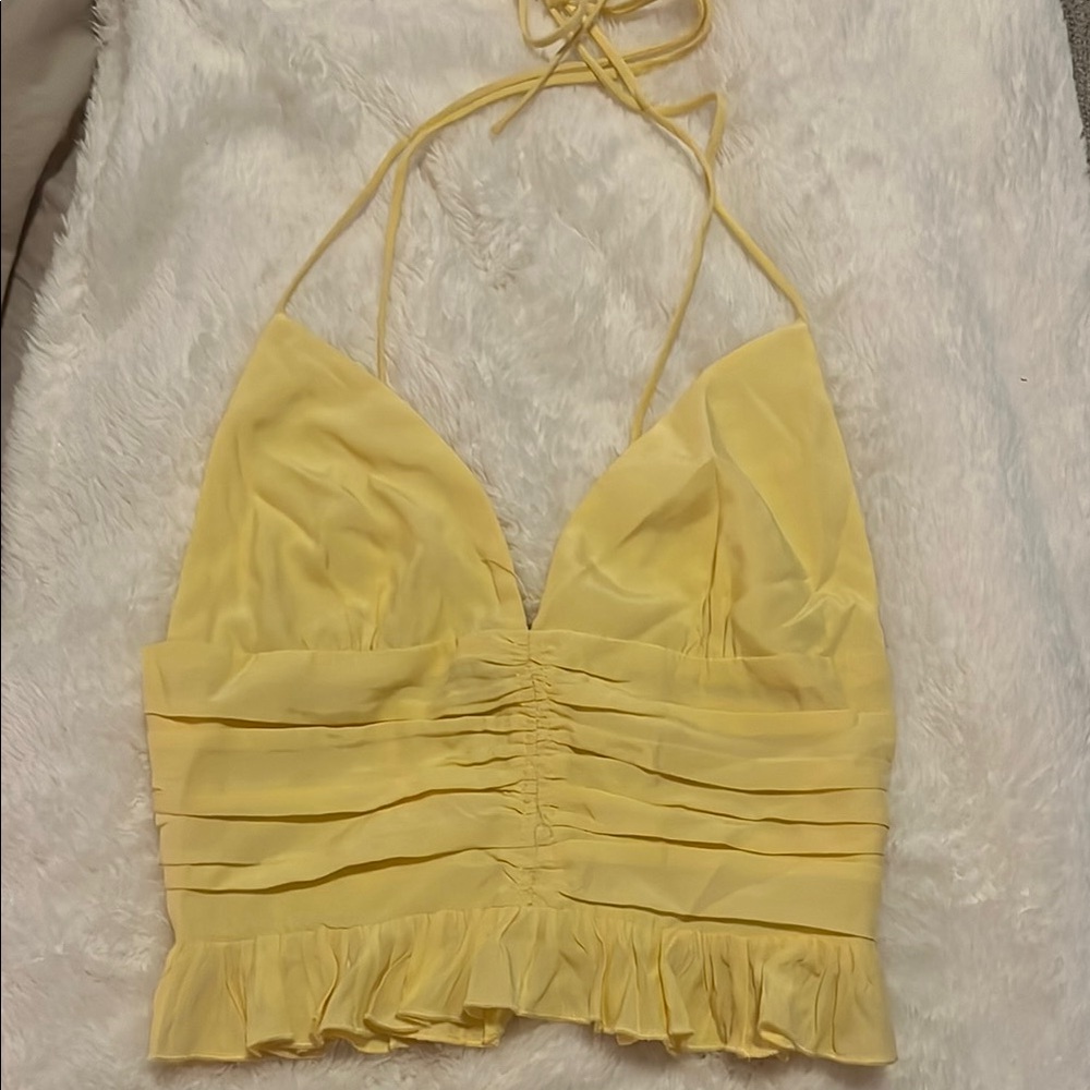 Forever 21 Yellow Ruched Ruffled Camisole